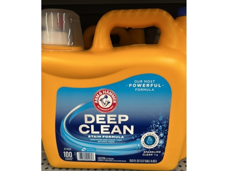 Arm & Hammer Deep Clean Liquid Laundry Detergent, Sparkling Clean, 100 Loads, 150 fl oz/4.43 L