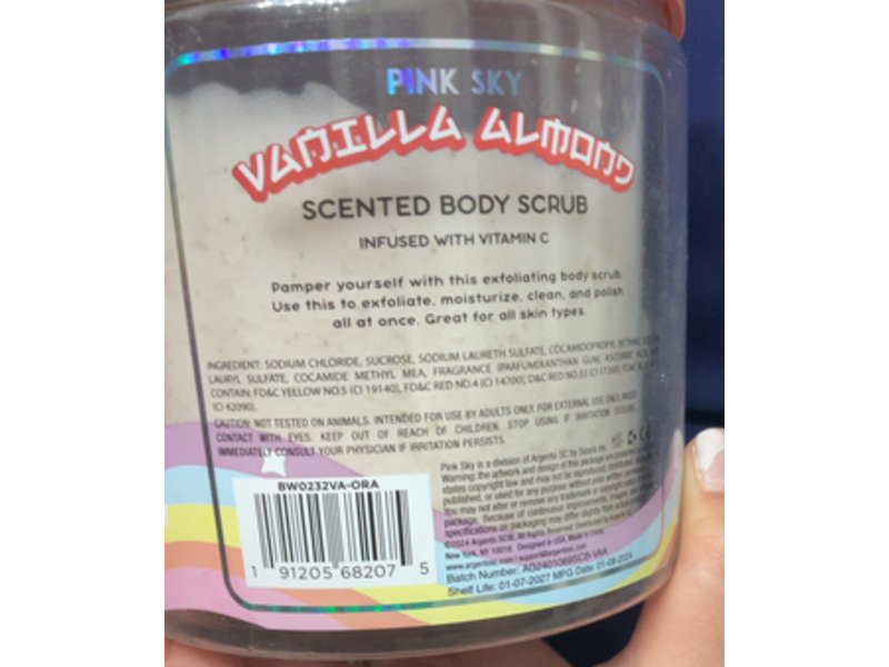 Pink Sky Body Scrub, Vanilla Almond, 21.5 oz/610 g
