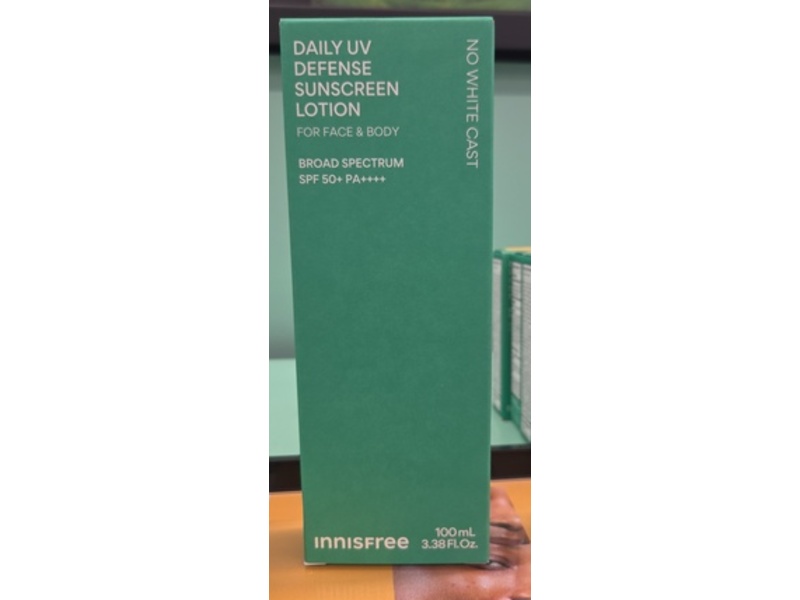 Innisfree Daily Uv Defense Sunscreen Lotion, SPF 50 + PA++++, 3.38 fl oz/100 mL
