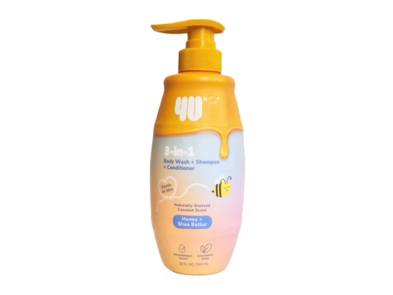 4U By Tia 3-In-1 Body Wash + Shampoo + Conditioner, Honey + Shea Butter, 20 fl oz/591 mL