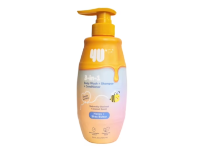 4U By Tia 3-In-1 Body Wash + Shampoo + Conditioner, Honey + Shea Butter, 20 fl oz/591 mL