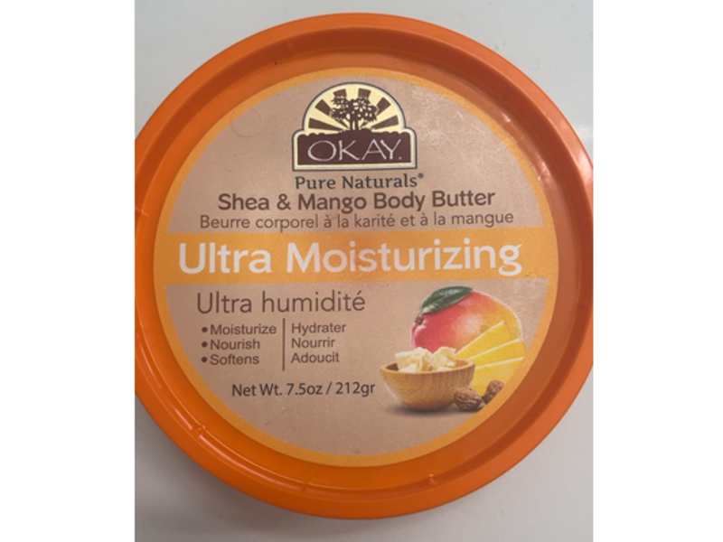 Okay Pure Naturals Ultra Moisturizing Body Butter, Shea & Mango, 7.5 oz/212 g