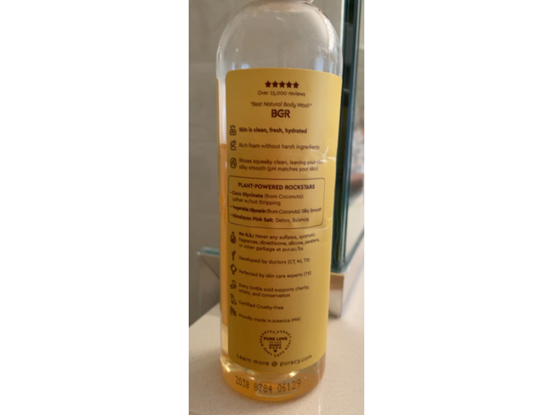 Puracy Natural Body Wash, Coconut & Vanilla, 12 fl oz/355 mL