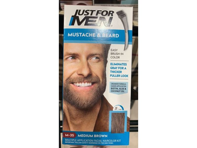 Just For Men Easy Brush-In Color, Mustache & Beard, M-35 Medium Brown