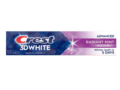 Crest 3D White Fluoride Anticavity Toothpaste, Radiant Mint, 4.9 oz/138 g