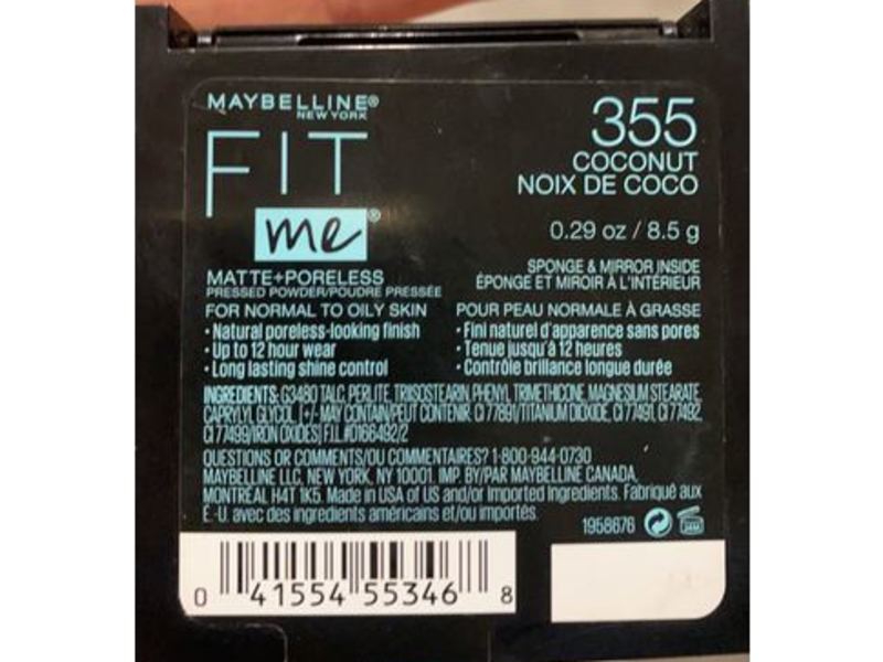Maybelline Fit Me! Matte + Poreless Foundation Powder, 355 Coconut, 0.29 oz/8.5 g, Pack Of 2
