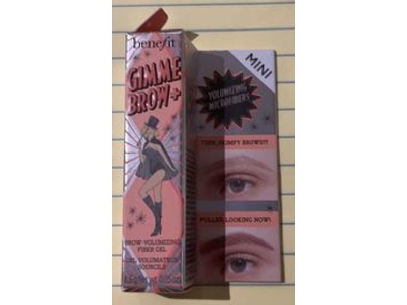 Benefit Mini Gimme Brow + Volumizing Fiber Gel, 3.75 Warm Medium Brown, 0.05 oz/1.5 g
