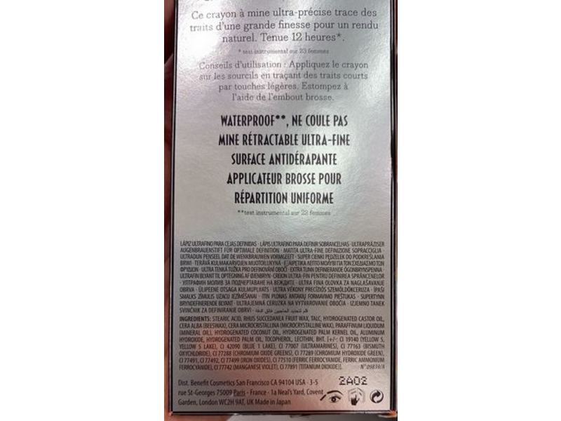 Benefit Precisely My Brow Pencil Ultra Fine Brow Defining, No. 4 Medium, 0.002 oz/0.08 g