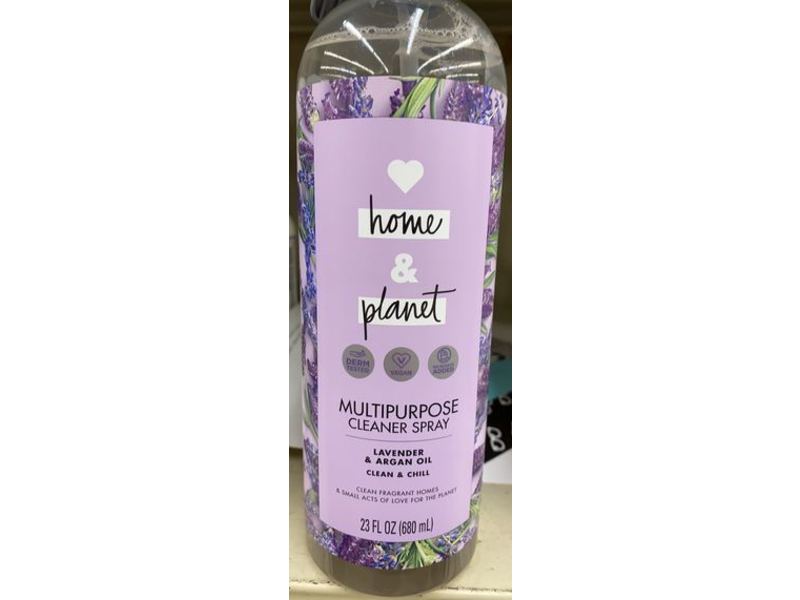 Love Home & Planet Multipurpose Cleaner Spray, Lavender & Argan Oil, 23 fl oz/680 mL