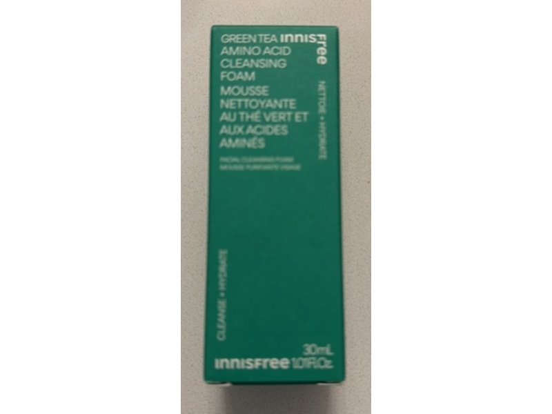 Innisfree Cleansing Foam Mousse, Green Tea, Amino Acid, 1.01 fl oz/30 mL
