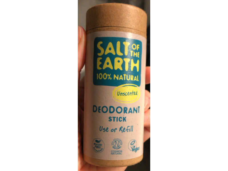 Salt Of The Earth 100 % Natural Unscented Deodorant Stick, Use or Refill, 75 g