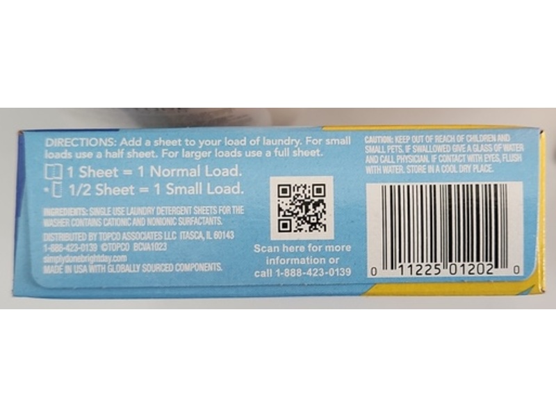 Simply Done Bright Day Laundry Detergent, Free & Clear, 30 Loads, 15 Sheets