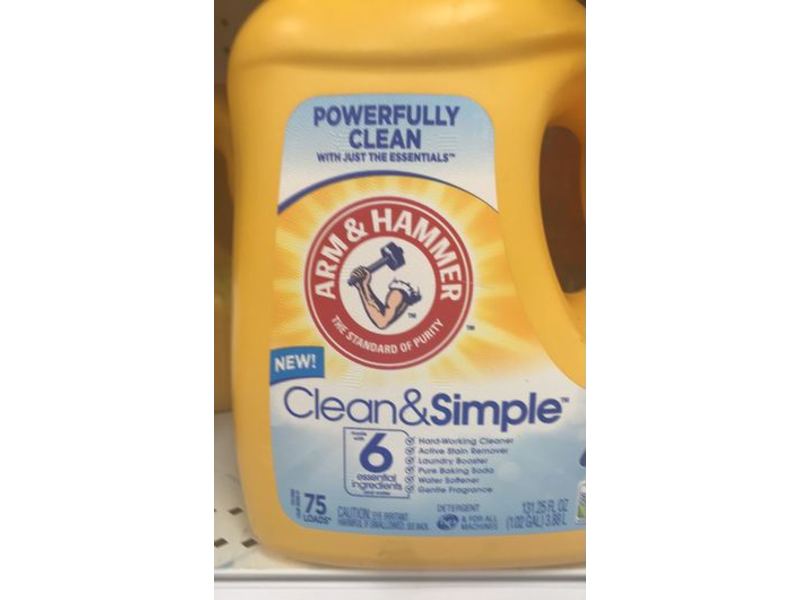 Arm & Hammer Clean & Simple Liquid Laundry Detergent, Crisp Clean, 131.25 fl oz/3.88 L/75 loads