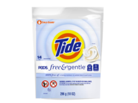 Tide Free & Gentle Detergent Pods, Unscented, 10 oz/296 g, 14 Count - thumbnail 1