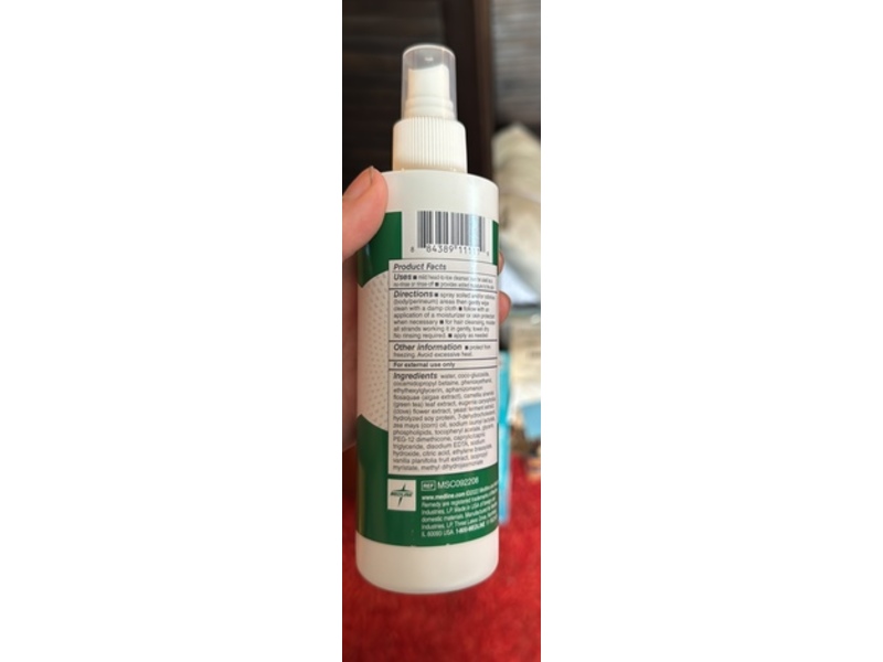 Medline Remedy Cleanse Hydrating Spray Cleanser, Vanilla Scent, 8 fl oz/236 mL
