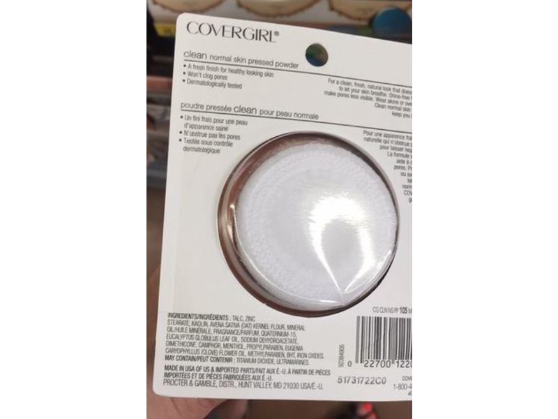 CoverGirl Clean Pressed Powder, 105 Ivory, 0.39 oz/11 g