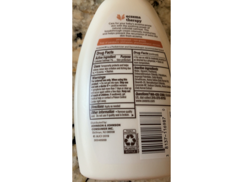 Aveeno Baby Eczema Therapy Moisturizing Cream, 12 fl oz/354 mL