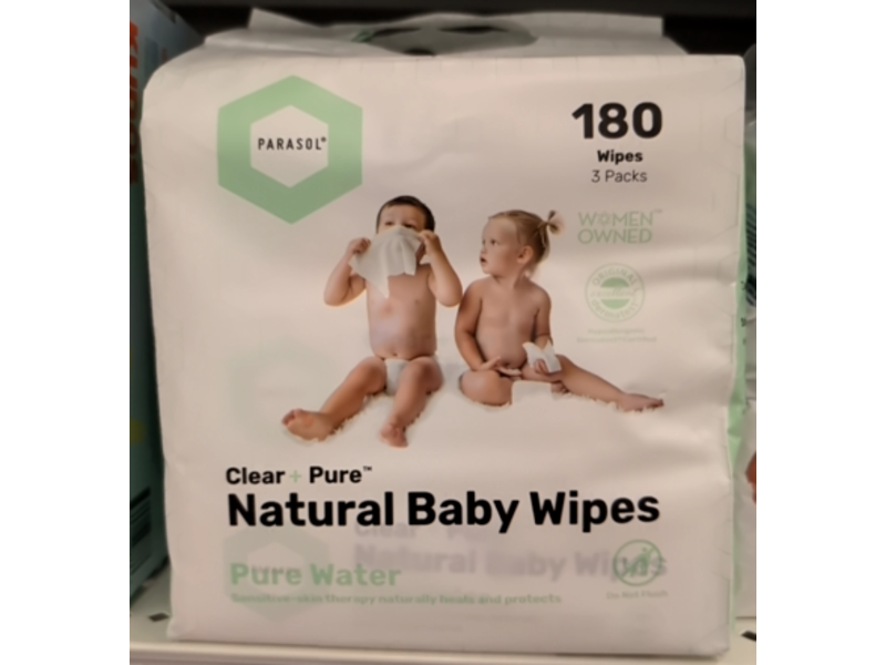 Parasol Co Clear + Pure Natural Baby Wipes, 180 Count