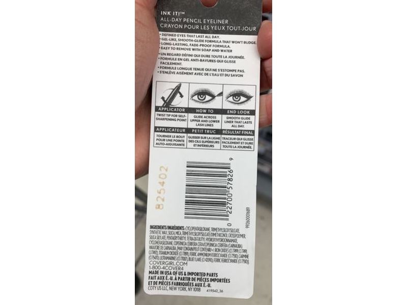 CoverGirl Ink It! All-Day Pencil Eyeliner, 250 Charcoal Ink, 0.12 oz/0.35 g