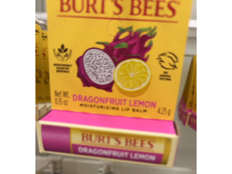 Burt's Bees Moisturizing Lip Balm, Dragonfruit Lemon, 0.15 oz/4.25g