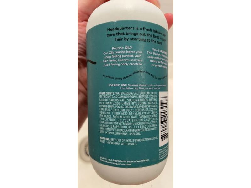 Headquarters Cleansing Shampoo, Grapefruit & Basil, 12 fl oz/354.8 mL