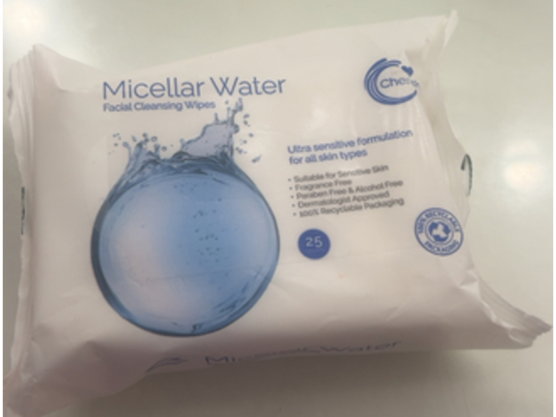 Cherish Facial Cleansing Micellar Water Wipes, 25 Count