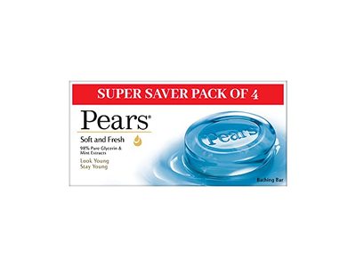 Pears Soft and Fresh Bathing Bar, 125 g, Pack Of 4