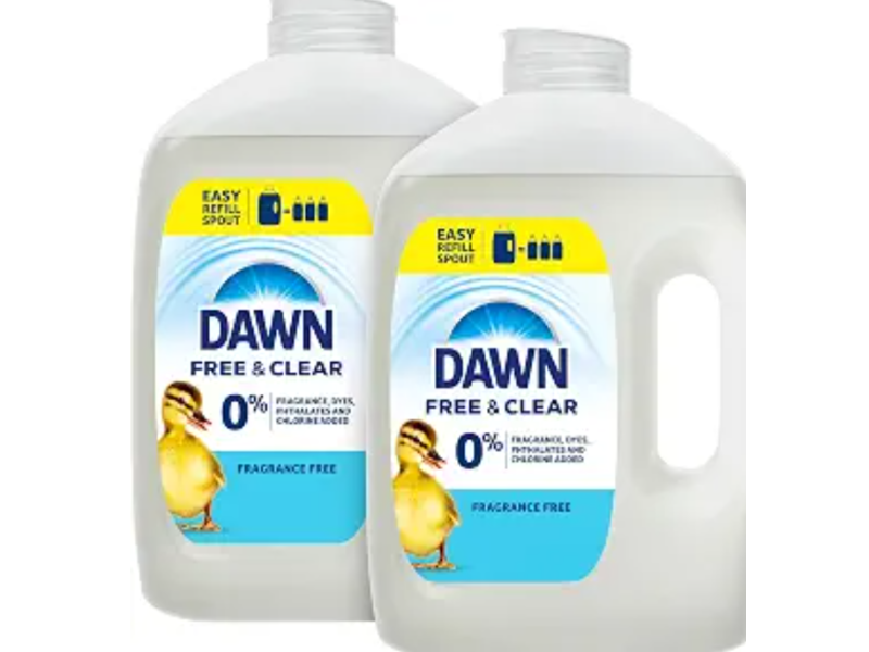 Dawn Free & Clear Dish Soap, Fragrance Free, 51.5 fl oz, Pack Of 2