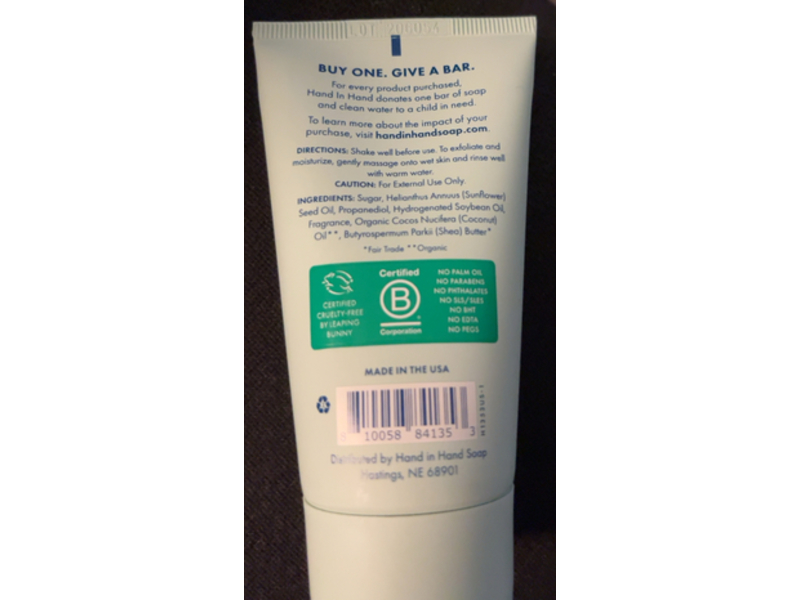 Hand In Hand Fresh Snow Sugar Scrub, Jasmine & Birch, 2 oz/57 g