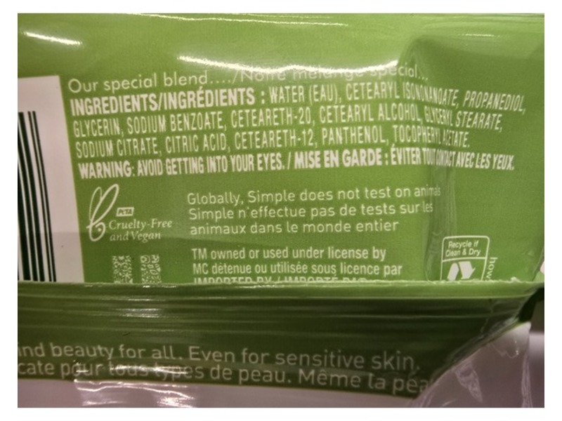 Simple Kind To Skin Cleansing Wipes,25 Count