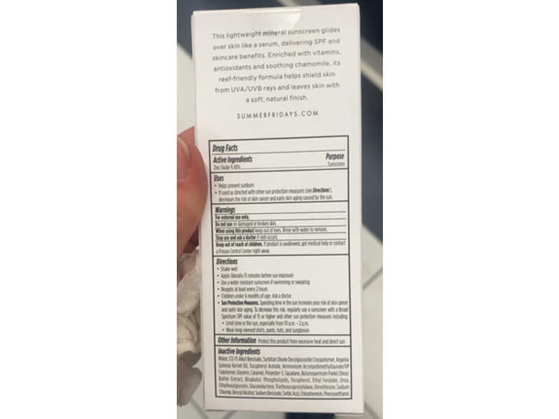 Summer Fridays Shade Drops Mineral Milk Sunscreen, SPF 30, 1.7 fl oz/50 mL