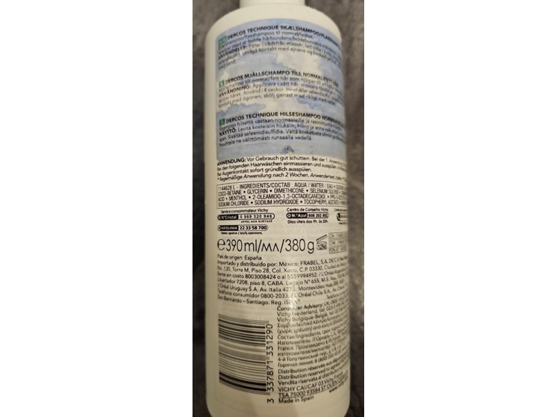 Vichy Dercos Anti-Dandruff Dermatological Shampoo, 380 g/390 mL