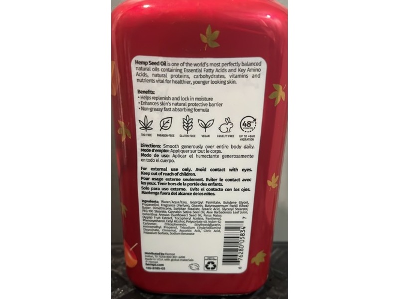 Hempz Body Moisturizer, Caramel Candy Apple, 17 fl oz/500 mL