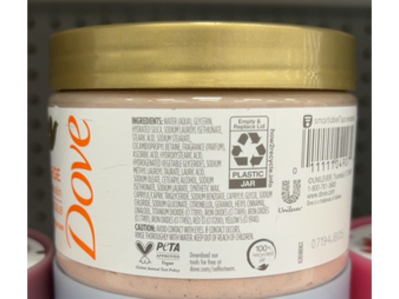 Dove Glow Recharge Body Scrub, Vitamin C, 12 oz/354 g