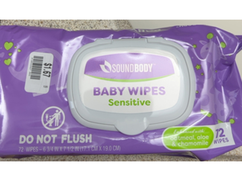 Sound Body Sensitive Baby Wipes, 72 Count