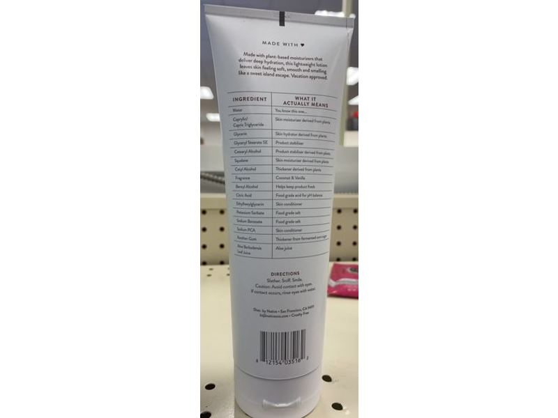 Native Moisturizing Lotion, Coconut & Vanilla, 12 fl oz/354 mL, Pack Of 2