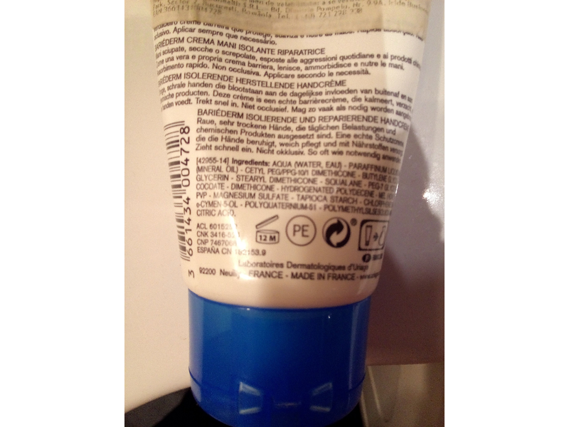 Uriage Eau Thermale Insulating Repairing Hand Cream, Bariederm, 1.7 fl oz/50 mL