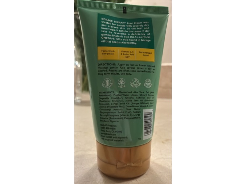 Shikai Borage Therapy Foot Cream, 4.5 fl oz/125 mL