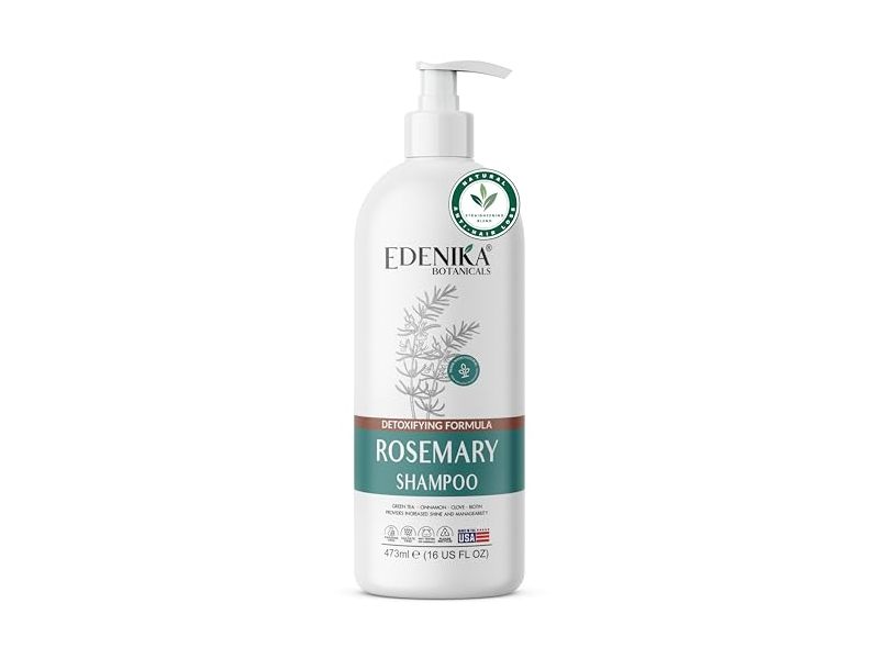 Edenika Botanicals Rosemary Shampoo, Green Tea, Cinnamon, Clove, Biotin, 16 fl oz/473 mL