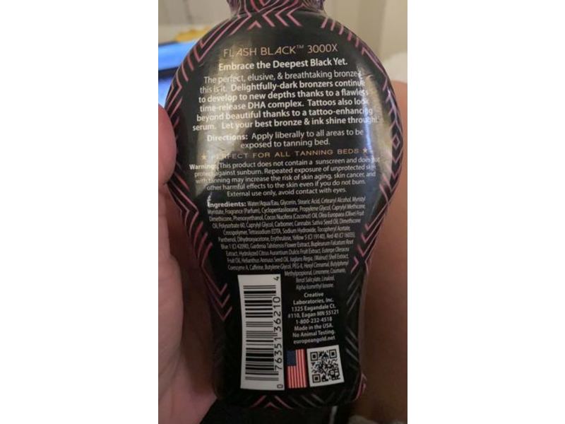 European Gold Ultra Dark Tanning Flash Black 3000X, 12 fl oz