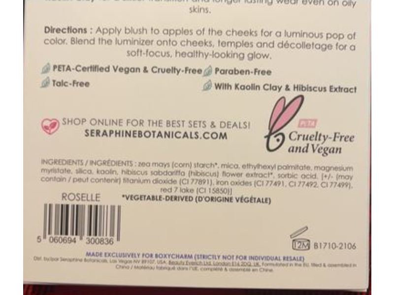 Seraphine Botanicals Luminizer & Blush Palette, Happy Hibiscus, 0,56 oz/16g