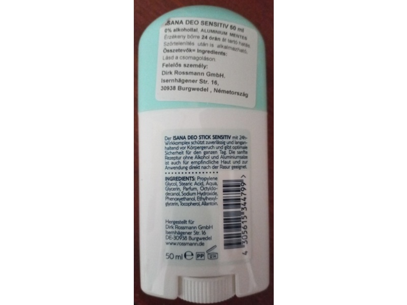 Rossmann Isana Deo Stick, Sensitiv, 50 mL