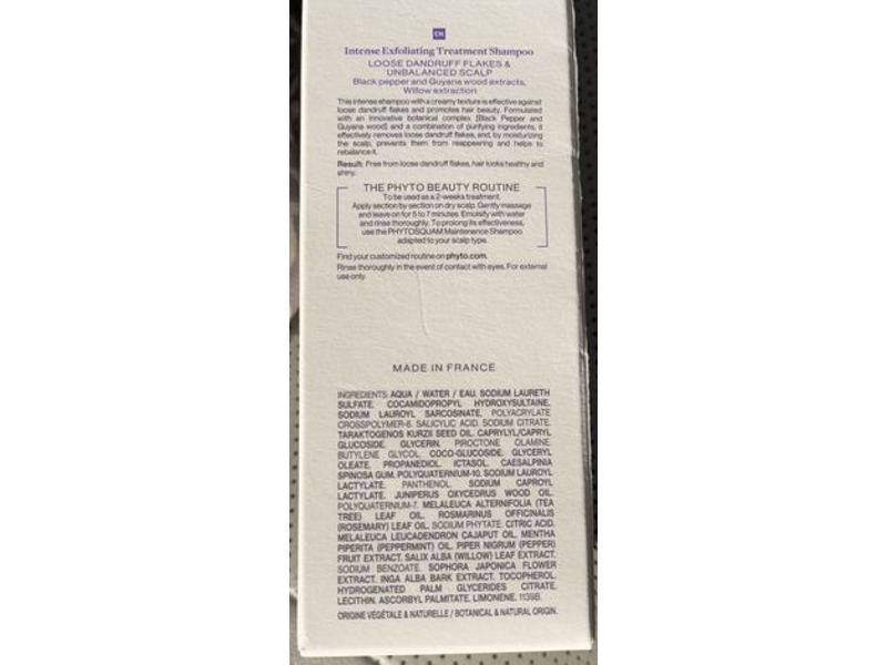 Phyto Squam Intense Exfoliating Dandruff Treatment Shampoo, 4.22 fl oz/125 mL