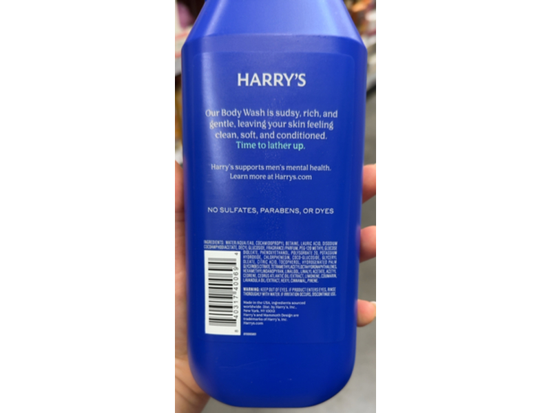 Harrys Wildlands Body Wash, Sandalwood & Cypress, 18 fl oz/532 mL