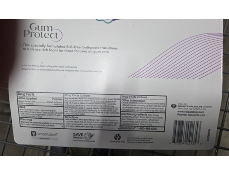 Colgate Total Gum Protect Whitening Toothpaste, 3 oz/85 g, 4 Pack