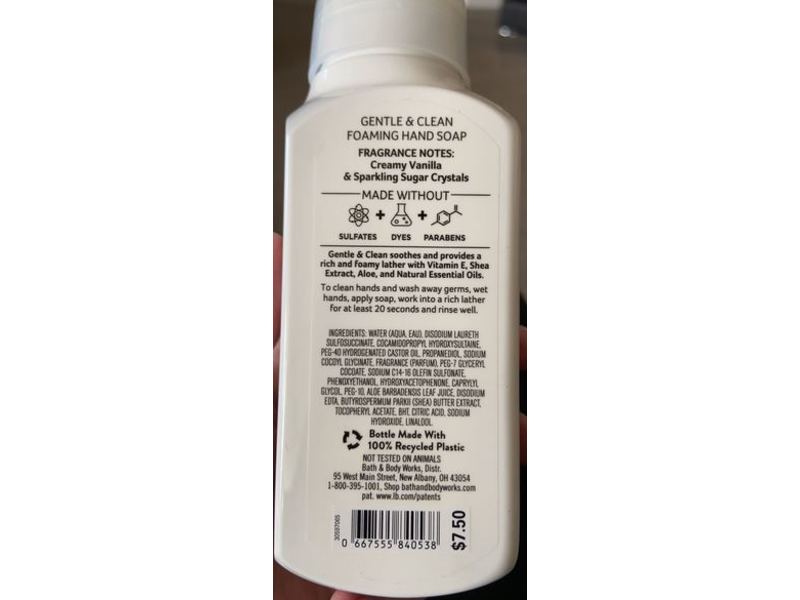 Bath & Body Works Foaming Hand Soap, Warm Vanilla Sugar, 8.75 fl oz/259 mL