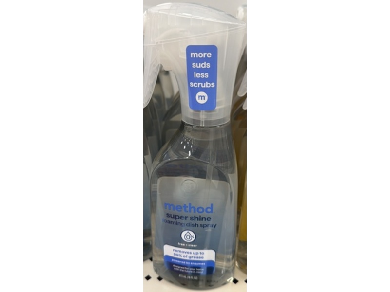 Method Super Shine Foaming Dish Spray, Free + Clear, 16 fl oz/473 mL