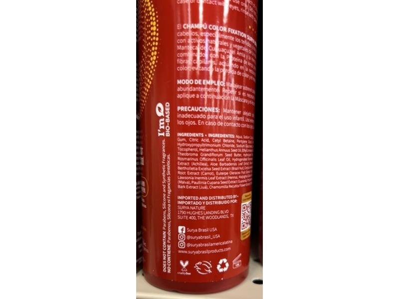 Surya Brasil Color Fixation Restorative Shampoo, 8.45 fl oz/250 mL