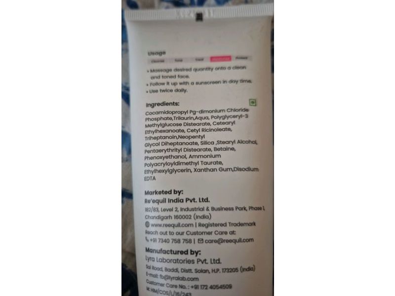 Re'equil Oil Free Moisturiser, Alpha Bisabolol, 100 g