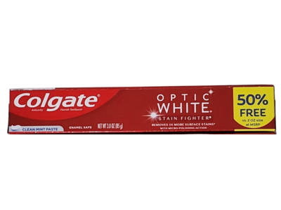 Colgate Optic White Fluoride Toothpaste, Clean Mint, 3 oz/85 g